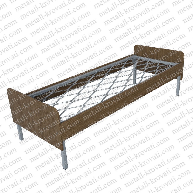 Кровать металлическая со спинками и царгами из ЛДСП сетка прокатная пружина 'ДКП-5'