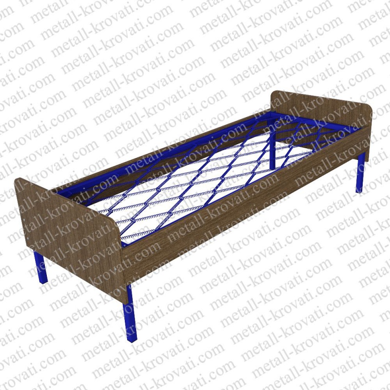 Кровать металлическая со спинками и царгами из ЛДСП сетка прокатная пружина 'ДКП-5'